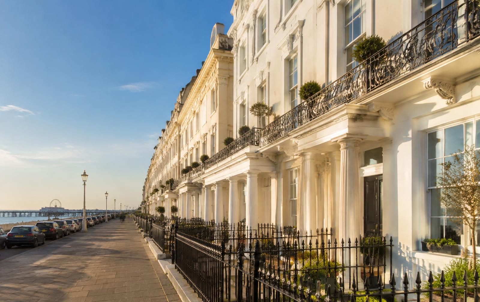 White Regency townhouses on the Brighton seafront